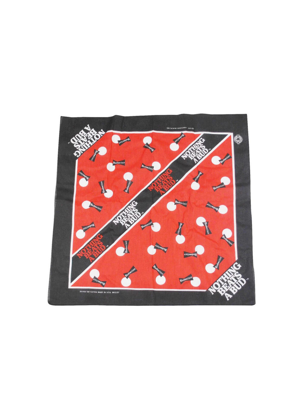 Vintage Budweiser 1991 Beer Black Red 90s Head Band Bandana